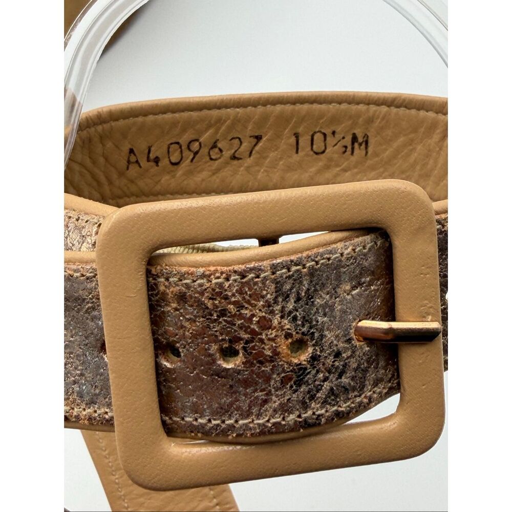 Stuart Weitzman Annex Penny Cork Wedge Sandals Metallic Crackle Leather 10.5 - Picture 7 of 12